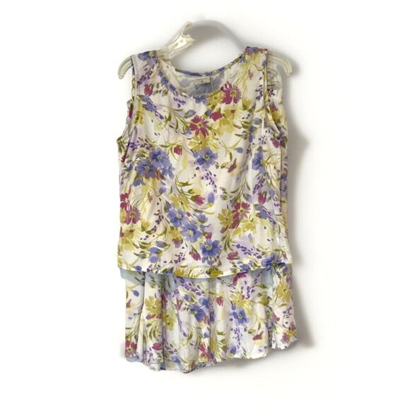 Click by Color Me Cotton Floral Tank Top & Shorts Set Cottagecore‎ Grannycore - Picture 1 of 16